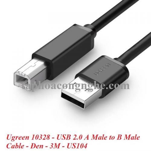 Ugreen 10328 3M màu Đen Cáp USB 2.0 sang USB B máy in US104 30010328
